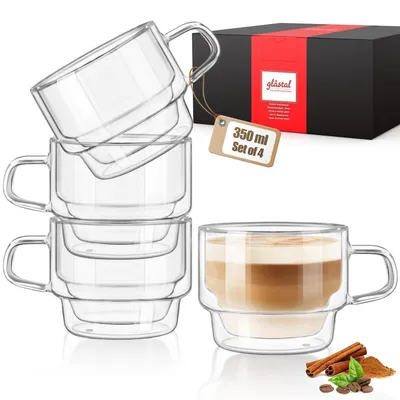 Image de Verres à latte macchiato, double paroi, 350 ml, lot de 4, transparents