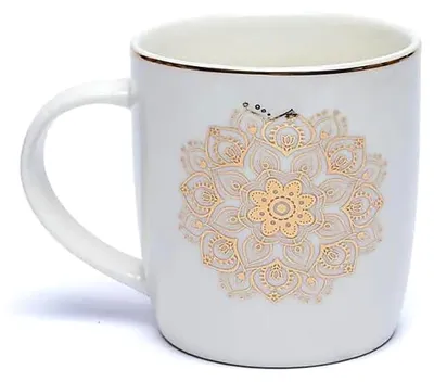 Produktbild von Teetassen-Set Mandala in Weiß und Gold