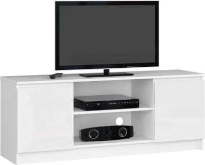 Produktbild von Akord TV-Möbel mit 2 Türen, 1 Nische, weiß, glänzend, 140 x 40 x 55 cm