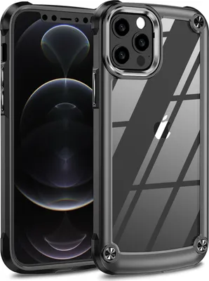 Produktbild von iPhone 12 Pro Hülle, Hybrid Transparente PC Robust TPU Bumper Stoßfest Schutzhülle für iPhone 12 / 12 Pro Schwarz