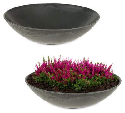 Immagine prodotto di Fioriere piatte per esterni Ciotole decorative rotonde nere 28 cm