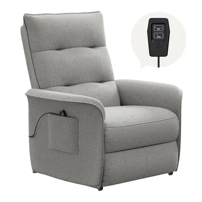 Produktbild von FLEXISPOT Premium Elektrischer Relaxsessel mit Liegefunktion und Sommerbezug Verstellbarer Fernsehsessel & TV Sessel, Rückenlehne 105°–155°, Lichtgrau