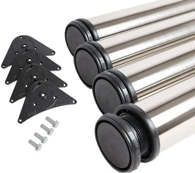 Produktbild von 4er Set Tischstempel Rund Edelstahl Optik 820mm Höhe ø 60mm Tischbeine Stahl