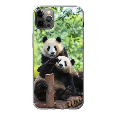 Produktbild von MuchoWow® Handyhülle Schutzhülle Hülle für iPhone 13 Pro Max Panda - Brücke - Natur Silikon Softcase Handy Hülle - Mobiltelefon