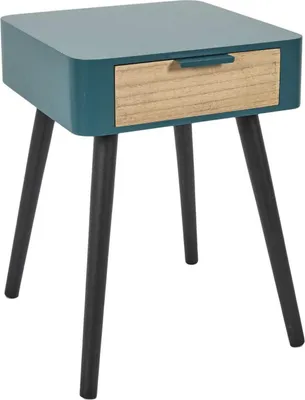 Zdjęcie produktu dla HowHomely | Stolik nocny z szufladą - 48 cm - Turkusowy