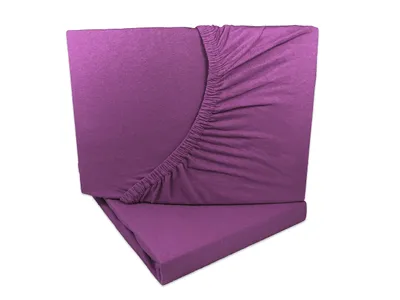 Produktbild von 2er Set Jersey Spannbettlaken Aubergine / Lila  90x200 - 100x200 cm 100% Baumwolle