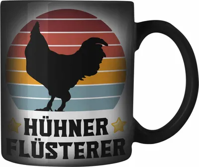Produktbild von Trendation - Landwirt Spruch Geschenk Farbwechsel Zauber-Tasse Landwirtschaft Geschenke für Männer Traktor Spruch Karabiner Farbwechsel Zauber-Tasse Edelstahl Hühner Flüsterer Bauer (Schwarz)