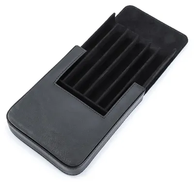 Image de Étui en cuir pour 6 stylos à plume, boîte de rangement portable en cuir avec fermeture magnétique dissimulée (noir)