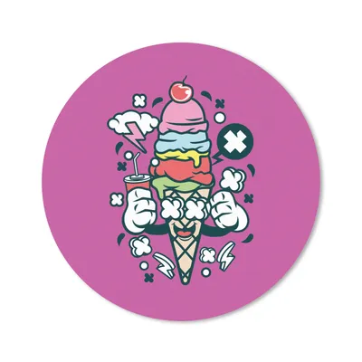 Produktbild von MuchoWow® Mauspad Mousepad Eiscreme - Vintage - Becher 50x50 cm - Mousepads - Maus Mat - Pad - Mausunterlage - Vinyl