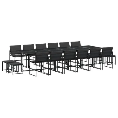 Image de vidaXL Ensemble de jardin 17 pièces avec coussins Noir Textilène