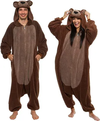 Produktbild von Funziez! Sherpa Bear Erwachsene Onesie Tier Halloween Kostüm Plüsch Teddy Eintei