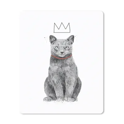 Produktbild von MuchoWow® Mauspad Mousepad Katze - Krone - Tiere - Weiß 19x23 cm - Mousepads - Maus Mat - Pad - Mausunterlage - Mauspads - Spielen