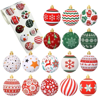Runde Weihnachtssticker, 500 Stück, 3 cm, selbstklebend, 16 Designs, mehrfarbig