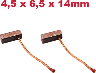 Produktbild von 2x Trade-Shop Bronze-Kohlen Kohlebürsten 4,5 x 6,5 x 14mm 12-24 Volt für verschiedene KFZ-Motoren Rolltor Garagentor Antriebe Lichtmaschine Wasserpumpe