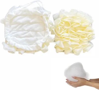 Produktbild von 2 Stück 2-In-1-Duschbälle, Duschschwamm, Wickelbare Seifen Duschkugel, Body Scrubber Sponge, Seifensäckchen für Feste Seife, Kordelzug Massage Seifens