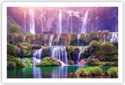 Produktbild von Poster - Poster ohne Rahmen - Wasserfall Natur - 91,5x61 cm - Wand Bild - Wanddeko - Wandbilder - Kunstposter - Wandposter - Bilder - Kunstdruck - Wanddekoration - Wandbild - P2XAA91x61-3893