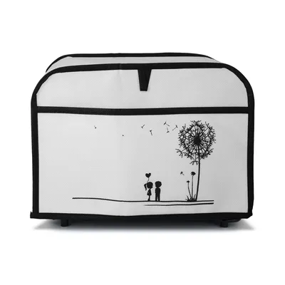 Produktbild von kwmobile Hülle für 2-Scheiben Toaster - Staubschutz Abdeckhaube - Toasterabdeckung in Schwarz Weiß Pusteblume Love - 19 x 20,3 x 28 cm