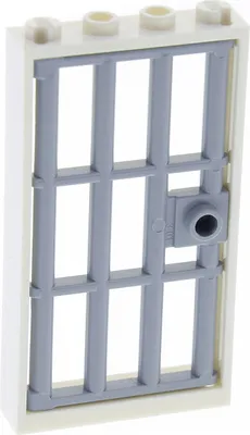 Produktbild von 1x Lego Tür Rahmen 1x4x6 weiß Türblatt Gitter neu-hell grau Haus 60621 60596
