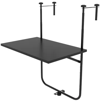 Produktbild von Balkontisch, für Geländer 6-15cm Dicke, verstellbar, klappbar, rostfreies Metall, 62x60x85,5cm, Schwarz