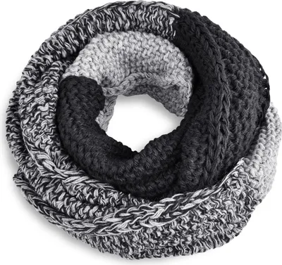 Produktbild von Damen Loopschal Strickschal Schlauchschal Winterschal Grobstrick zweifarbig Neverless® hellgrau-dunkelgrau