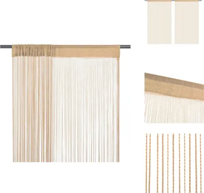 Produktbild von vidaXL Fadenvorhänge 2 Stk. 100 x 250 cm Beige -  Vorhänge & Gardinen