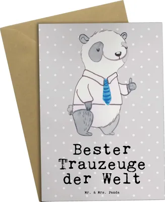 Produktbild von Mr. & Mrs. Panda Grußkarte Panda Bester Trauzeuge der Welt - Grau Pastell - Geschenk, dankeskarten, weihnachtskarten, Kirche, Grußkarten, einladungskarten, Dankeschön