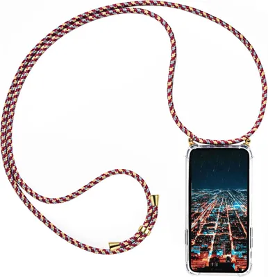 Immagine prodotto di Catena cellulare rosso mimetico + cover per Huawei P30 Lite cover protettiva con custodia in cordino per il trasporto da appendere al collo