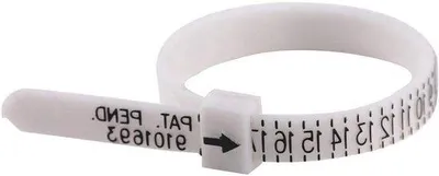 Productafbeelding van Ringspanningsmeter - Flexibel meetinstrument van kunststof - Bepaling van de ringomtrek - Leidingsnoer voor ringen - Duurzaam, maat 1-17 - Wit