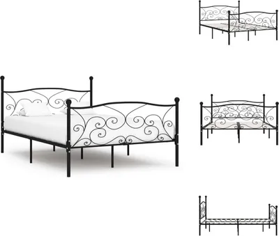 Produktbild von vidaXL Bettgestell mit Lattenrost Schwarz Metall 160 × 200 cm -  Betten & Bettgestelle