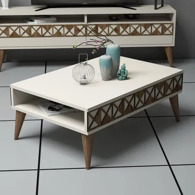 Productafbeelding van Skye Decor, collectie Line - Crème, salontafel, crème, 100% melaminecoating op spaanplaat, 90 x 60 x 34,6 cm