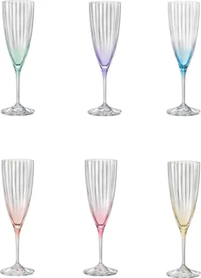 Produktbild von Sektgläser, Sektglas, Sektkelch, Model Kate Optic, Mehrfarbig, 220 ml, 6er Set  Bohemia Kristallglas
