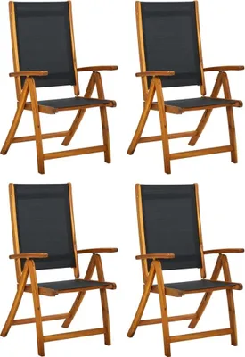 Image de Chaises de jardin pliantes lot de 4 acacia massif et textilène