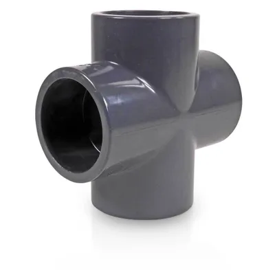 Produktbild von Mega Kreuzstück PVC-U 50 mm Klebemuffe 16 bar, grau