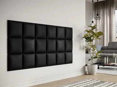 Image de Panneau mural capitonné 30x30 PAG – éco-cuir noir