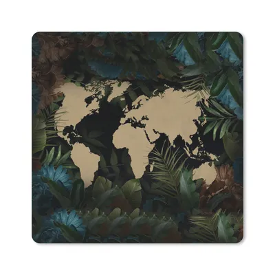 Produktbild von MuchoWow® Mauspad Mousepad Weltkarte - Blumen - Blau 30x30 cm - Mousepads - Maus Mat - Pad - Mausunterlage - Gaming