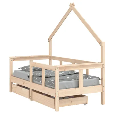 Zdjęcie produktu dla vidaXL Łóżeczko z szufladami 70x140 cm lite drewno sosnowe