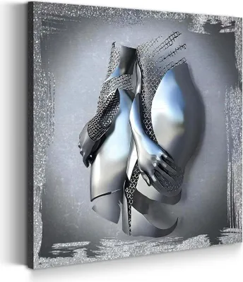 Produktbild von 2 Körper modern Metallfiguren XL abstrakte Kunst Leinwandbild Wandbild: 100x100x4cm