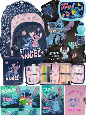 Produktbild von 10tlg Lilo und stitch Schulrucksack set Rucksack Schulranzen Federtasche Sportbeutel Trinkflasche Brotdose schultasche fur madchen