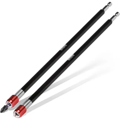 Produktbild von 2x Impact-Bithalter Extra Lang 300mm Magnetisch Schnellwechsel Cr-V Stahl Sechskantschaft für Akkuschrauber