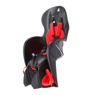 Produktbild von KROSS Wallaroo Kindersitz Fahrrad hinten, 9–22 kg, Rahmenmontage, 3-Punkt-Gurt, verstellbare Fußstützen, Schwarz/Rot