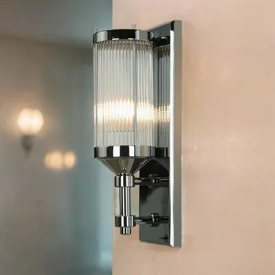 Produktbild von Badezimmer Wandlampe in Chrom eckig B:12cm IP44 Jugendstil Design elegantes Badlicht Beleuchtung ERVA