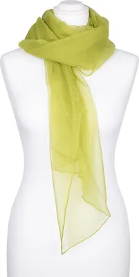 Produktbild von Seidenschal Halstuch Schal Chiffon grün limone hellgrün Seide 180x55cm