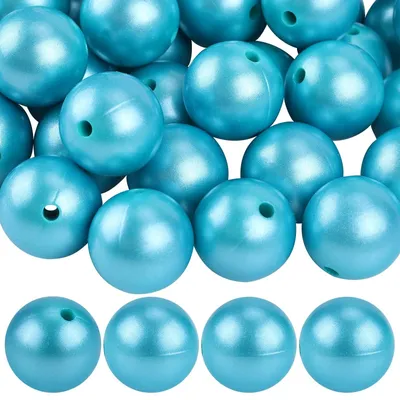 Produktbild von 50 Stück Silikonperlen für DIY Schmuck (Türkis)