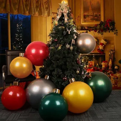 Große Aufblasbare Weihnachtskugel von 45 cm für Innen und Garten - Festliche Dekoration für die Weihnachtszeit in Gold