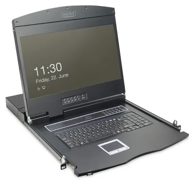 Produktbild von Digitus 19" LCD KVM Konsole, 16-Port VGA, deutsche Tastatur, 48,3 cm (19"), 1366 x 768 Pixel, 1000:1, TFT, 16,78 Millionen Farben, VGA