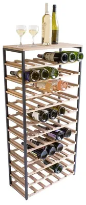 Produktbild von Holz- und Metallflaschenregal - 58 x 25 x 121 cm - Für 66 Flaschen