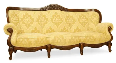 Produktbild von Casa Padrino Luxus Barock Sofa Gelb / Braun 240 cm - Barockstil Wohnzimmer Möbel