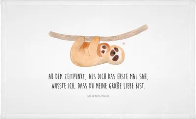 Produktbild von Mr. & Mrs. Panda Handtuch Faultier Kind - Weiß - Geschenk, kleines, Liebe, Baumwollhandtuch, Kinder, Baby, Geburt, Mutter, frottee, Frotteehandtuch, Flauschtuch