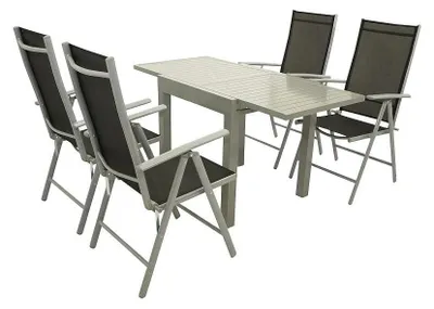 Produktbild von 5-teilige Garnitur 70/140 x 75 x 70 cm Aluminium Textilgewebe Silbergrau