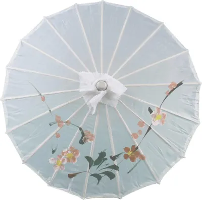 Produktbild von Deko Schirm klein 110b aus Kunstfaser wasserfest weiss Bambus Ø55 cm